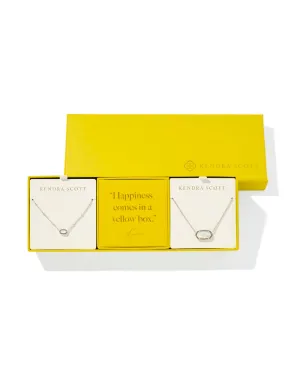 Elisa Gift Set of 2 Rhodium Ivory Mother of Pearl Necklaces