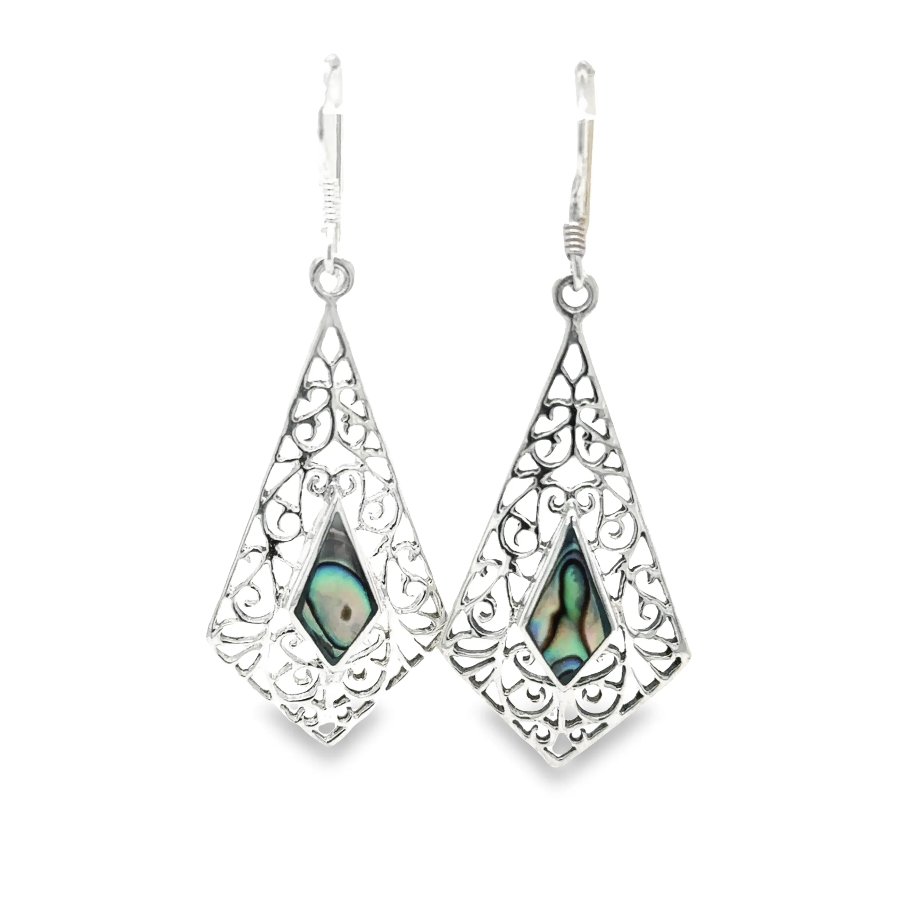 Elongated Diamond Teardrop Earrings with Inlaid Stones