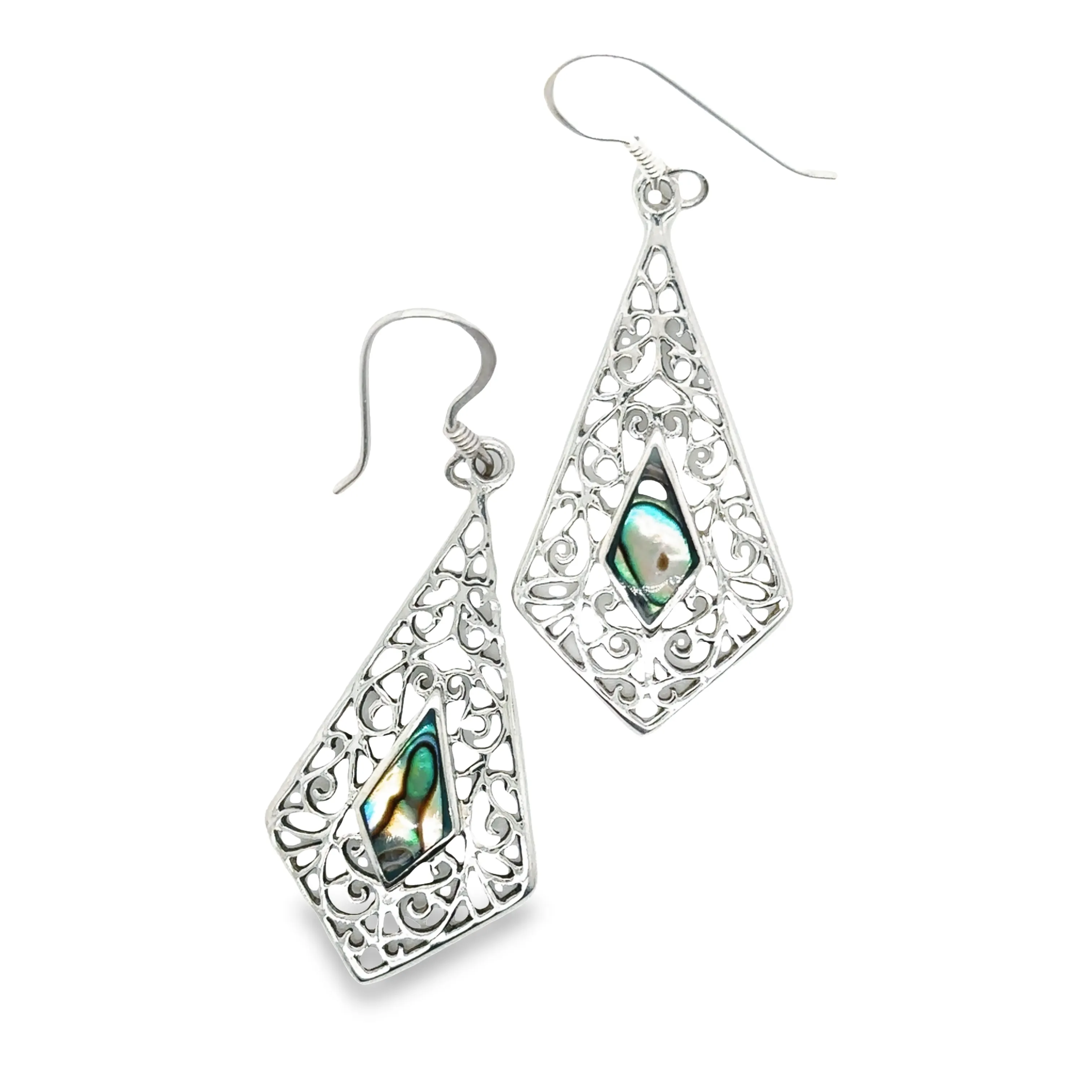 Elongated Diamond Teardrop Earrings with Inlaid Stones