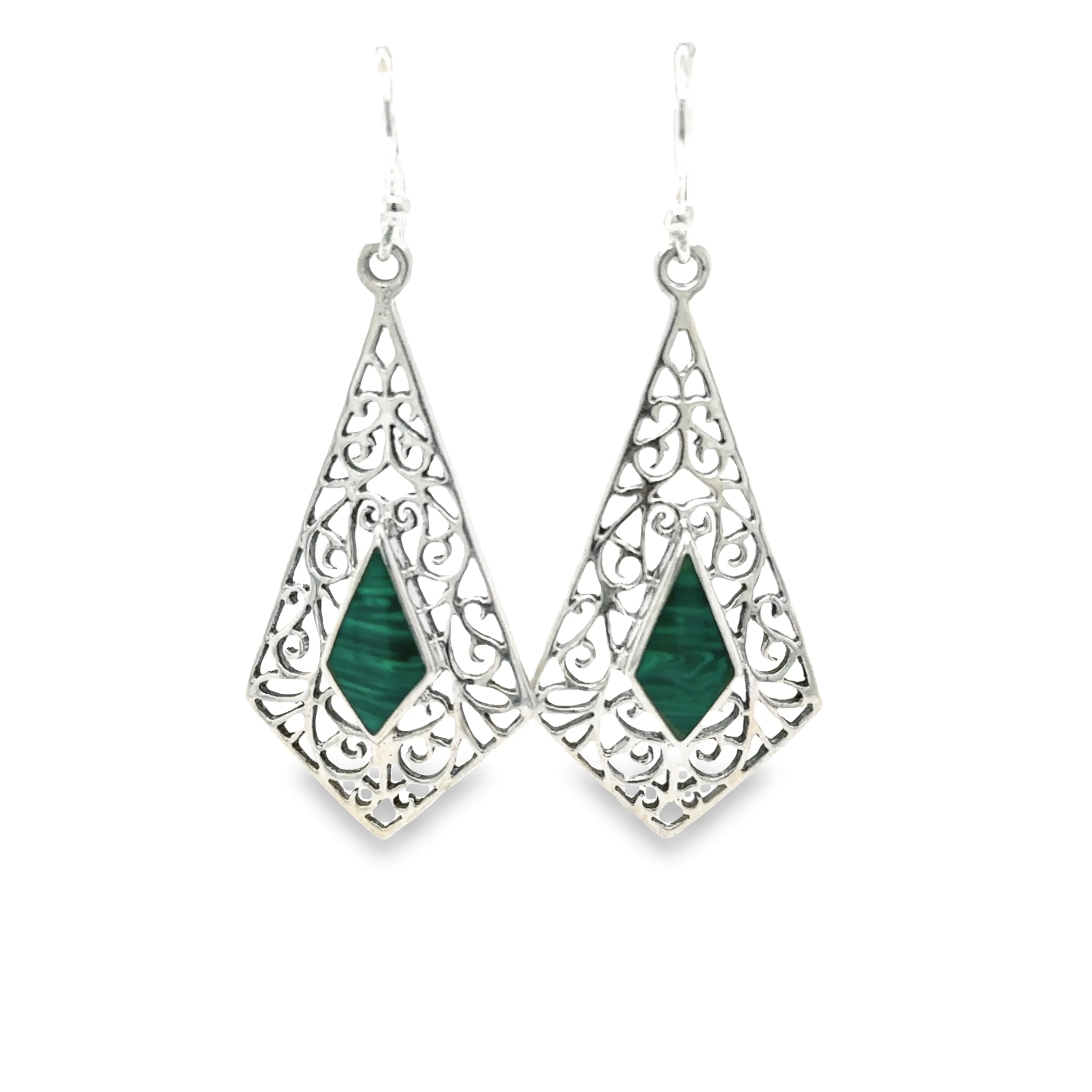 Elongated Diamond Teardrop Earrings with Inlaid Stones