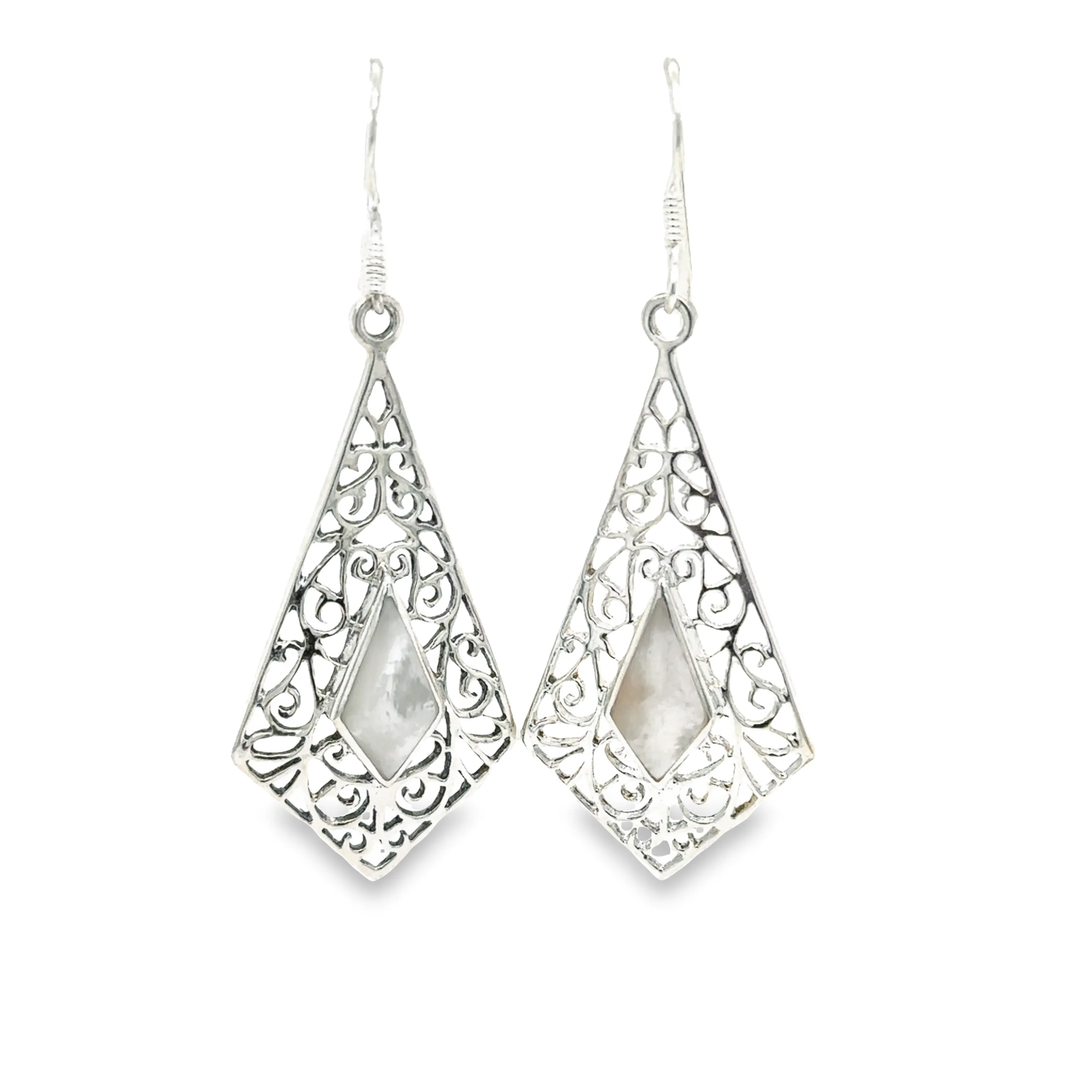 Elongated Diamond Teardrop Earrings with Inlaid Stones