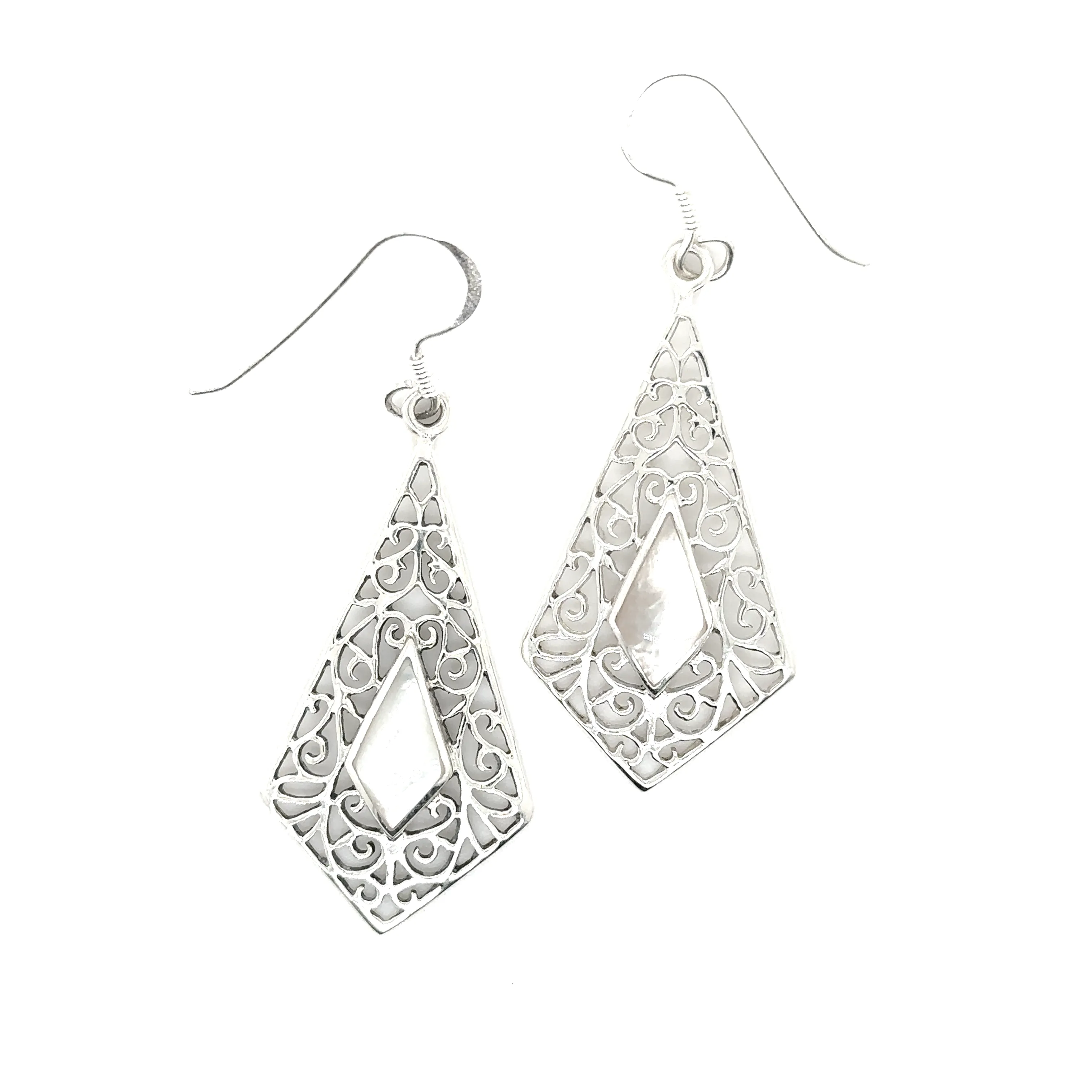 Elongated Diamond Teardrop Earrings with Inlaid Stones