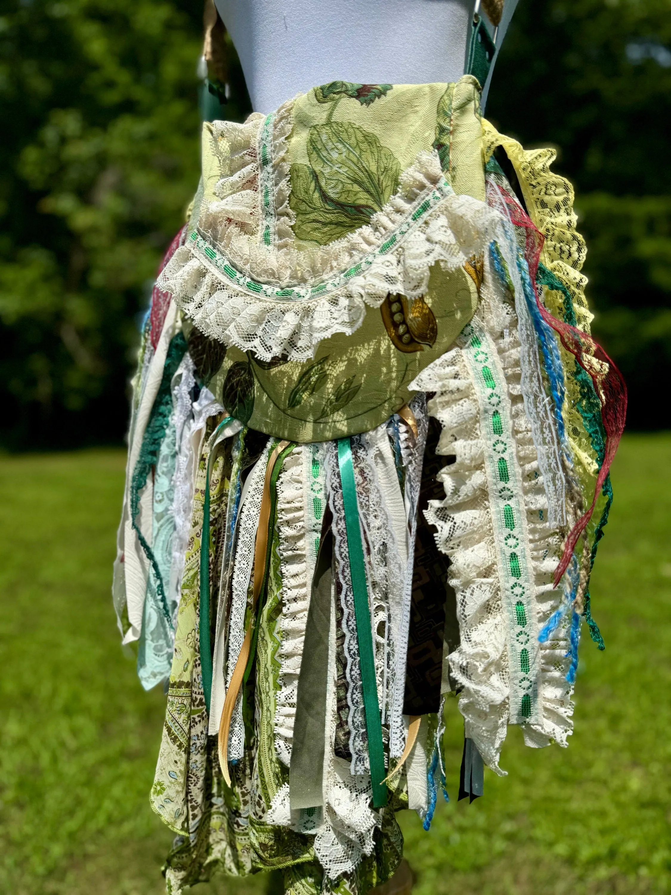 Embellished Earthy Green Lace Fringe Purse - Boho Handbag, Hippie Style with a Chic Twist