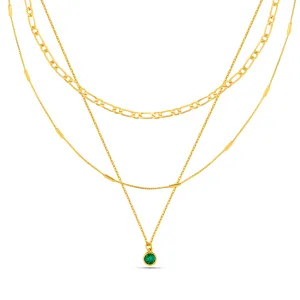 Emerald 3-Row Necklace Made With Swarovski® Crystals