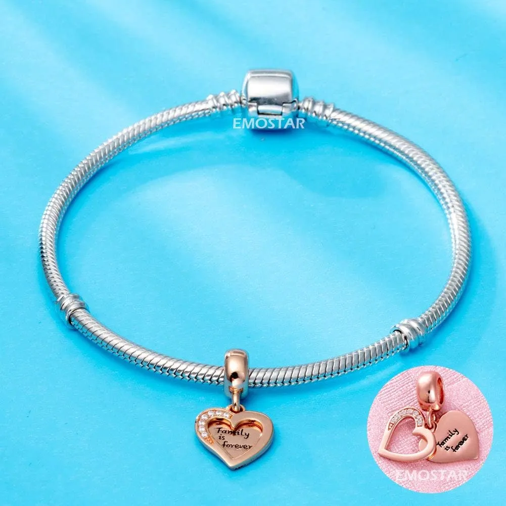 EMOSTAR Sterling Silver Family Charm House Heart Shape Love Charm for Bracelets