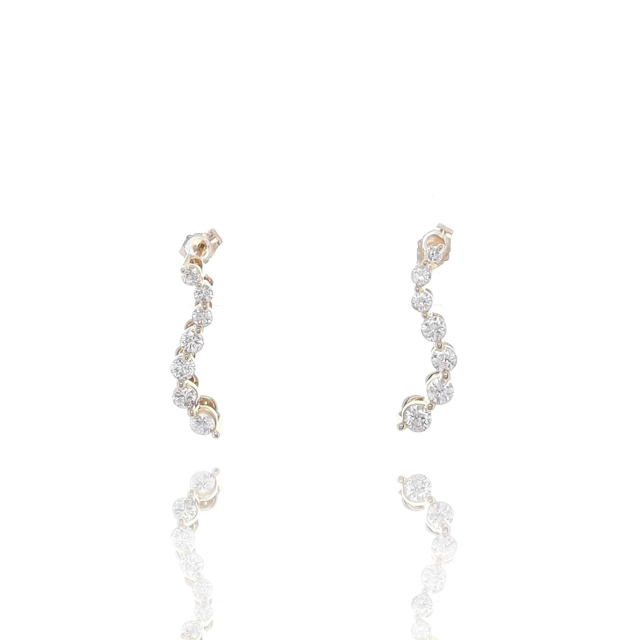 Estate 14k Yellow Gold Journey Diamond Drop Earrings