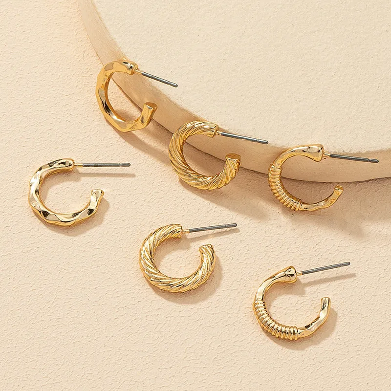 European and American Metal C-Shaped Earring Set - Vienna Verve Collection