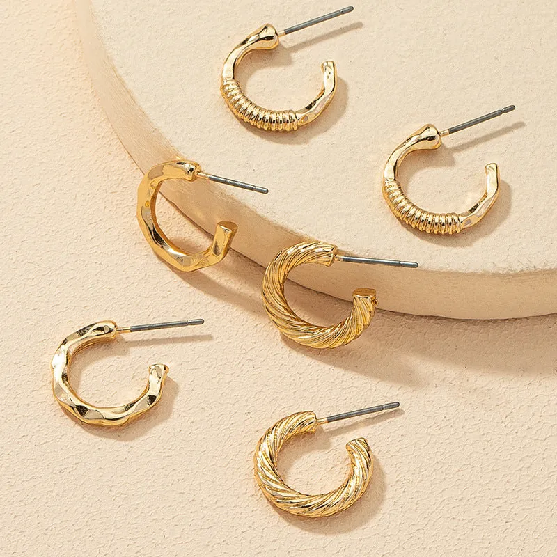 European and American Metal C-Shaped Earring Set - Vienna Verve Collection