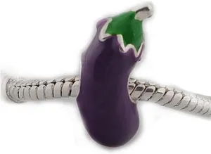 European Eggplant Charm Bead Spacer for Snake Chain Charm Bracelet
