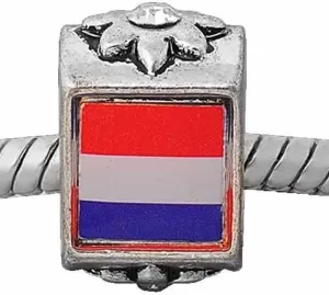 European Netherlands Flag Charm Bead Spacer for Snake Chain Charm Bracelet