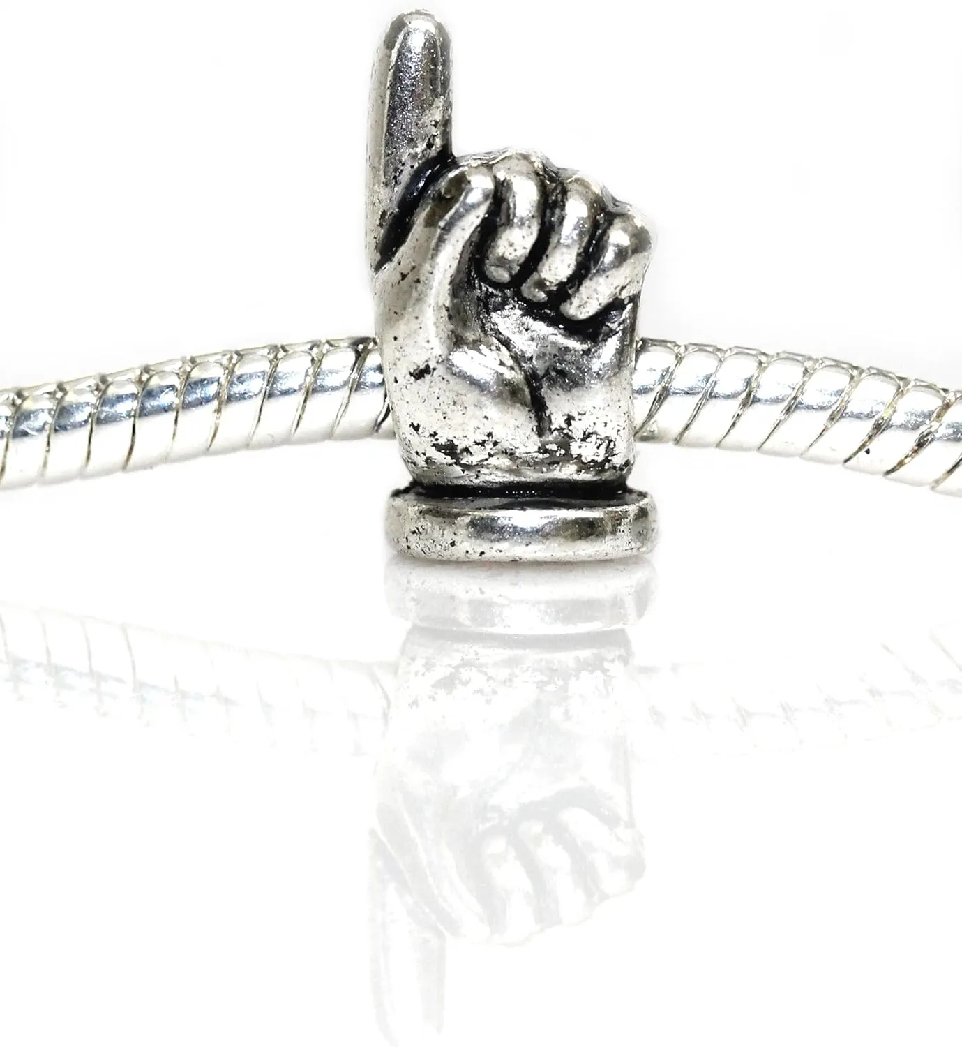 European Pointer Finger Charm Bead Spacer for Snake Chain Charm Bracelet