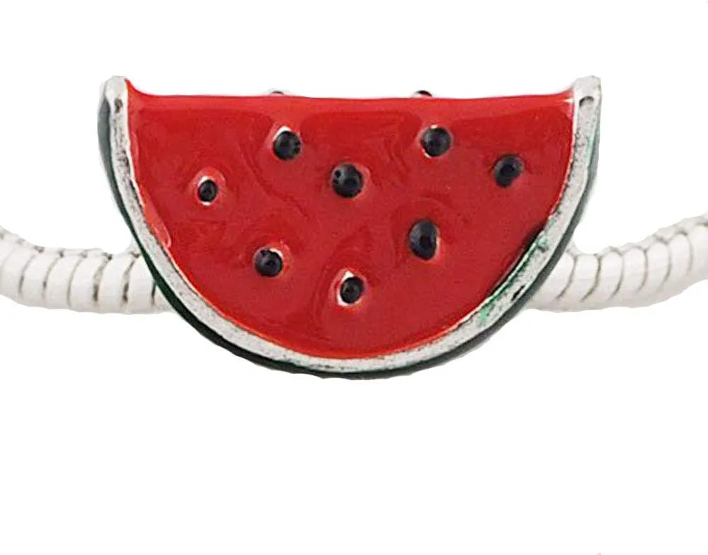 European Watermelon Charm Bead Spacer for Snake Chain Charm Bracelet