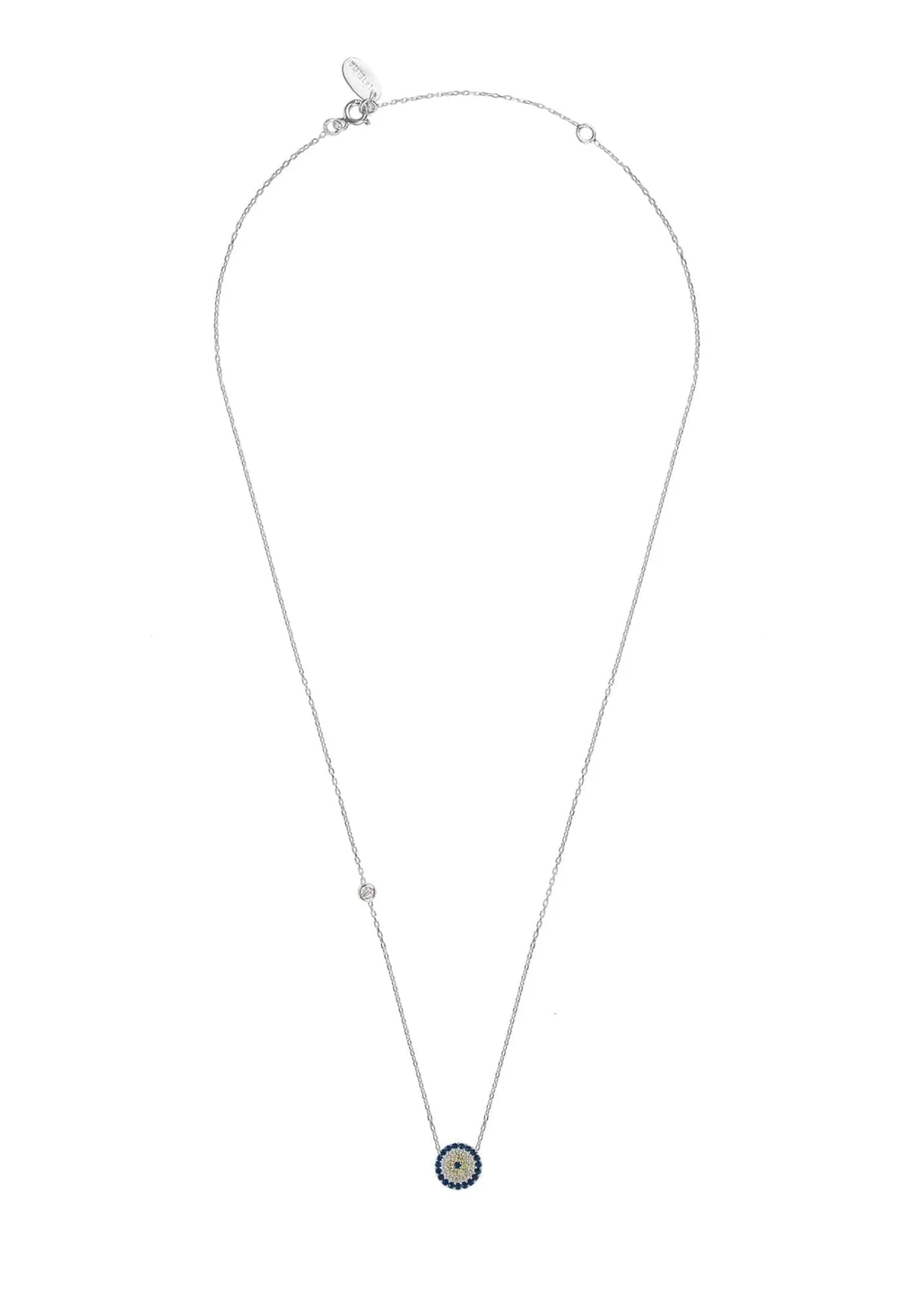 Evil Eye Pendant Necklace in Silver with Zircon Stones