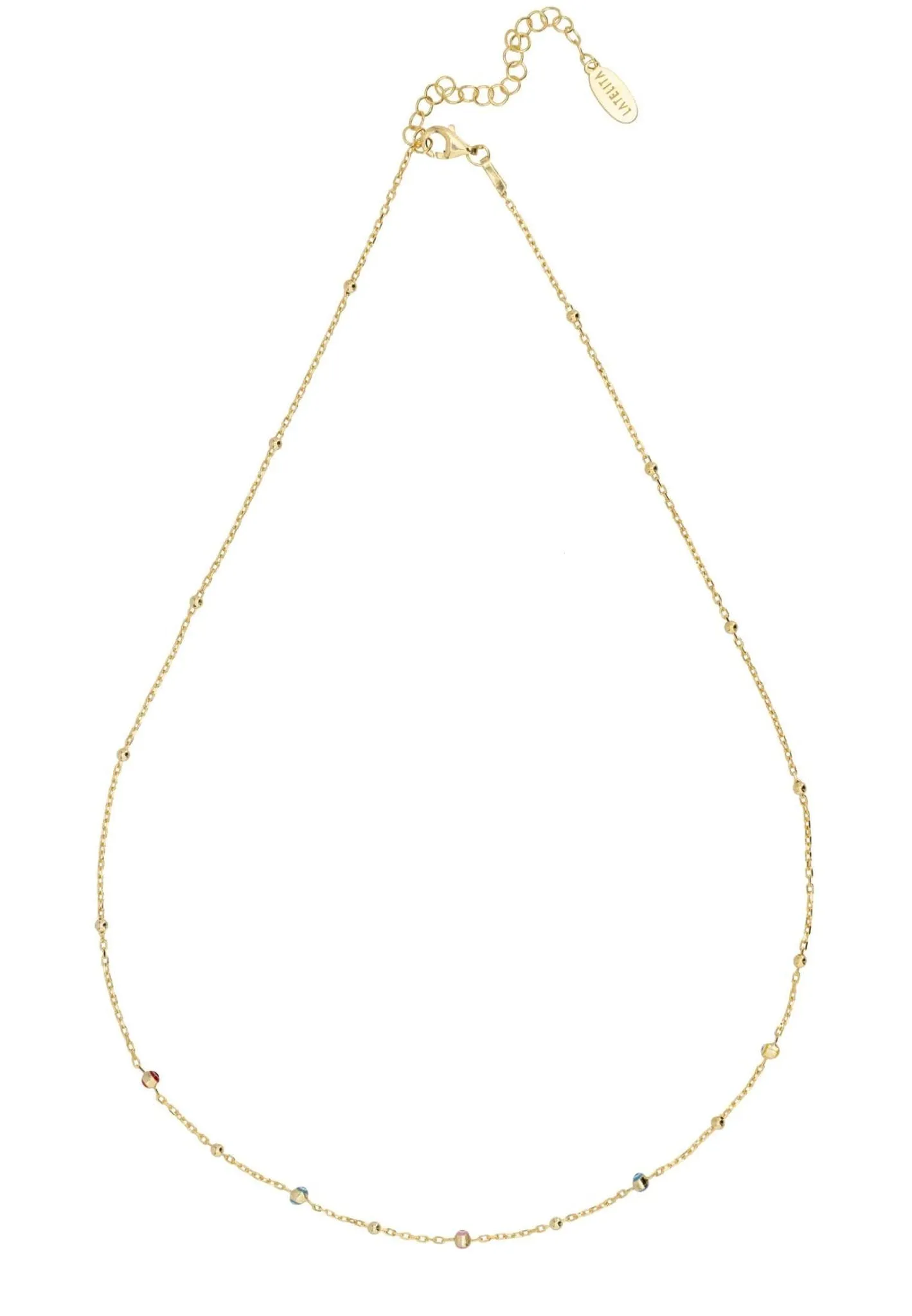 Evil Eyes Strand Enamel Necklace Dipped in Gold