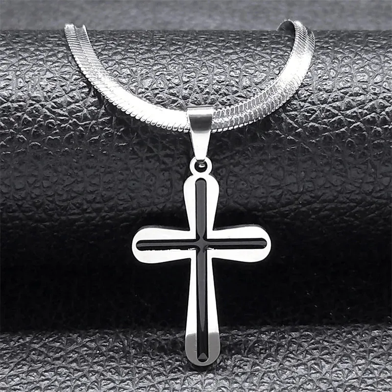 Exquisite Cross Pendants Necklace for Women Stainless Steel Gold Color Necklaces