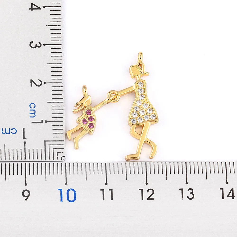 Exquisite Gold Plated Mom Daughter Necklace Girl Boy Pendant Chain