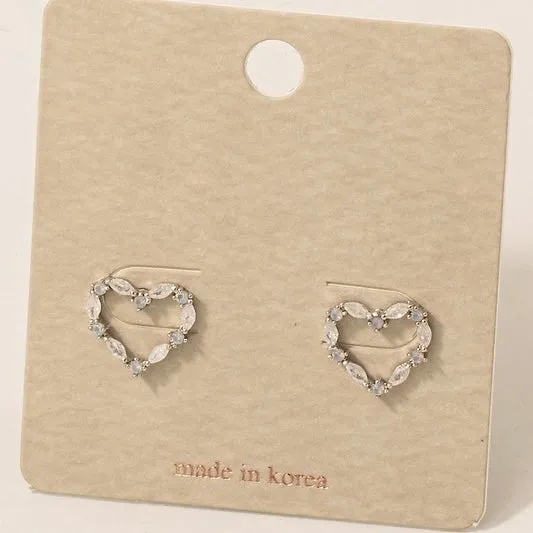 FABLE SILVER HEART STUD EARRINGS