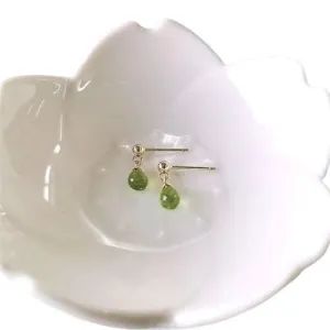 Faceted Water Drop Green Peridot Earrings Faceted Water Drop Green Peridot Earrings