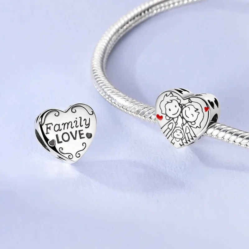 Family Love Heart Charm