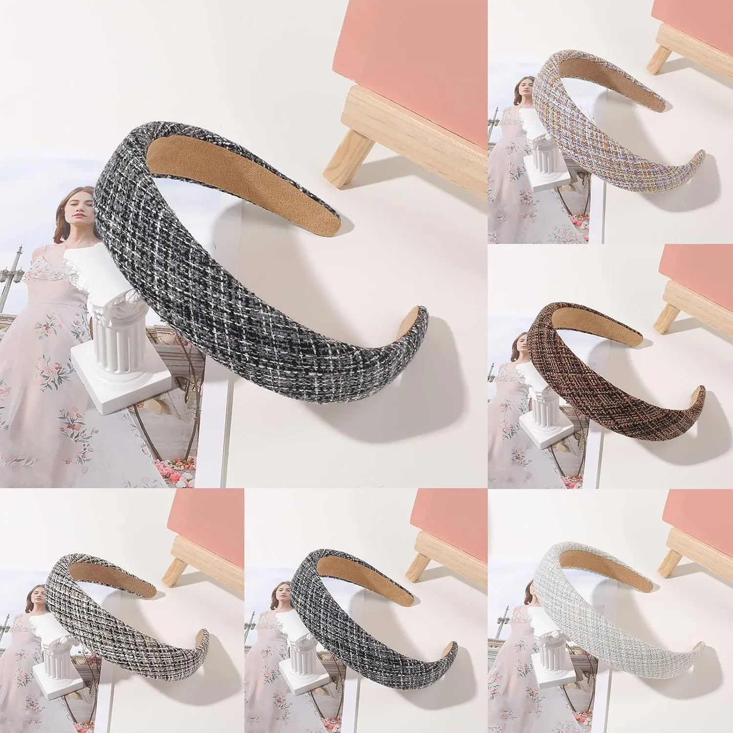 Fashion Headbands for Women Non Slip Wide Head Bands Cute Boho Hair Hoops Headpiece for Women Girls (D, One Size)
