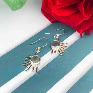 Fashionable Blue Labradorite Earrings Made of Brass Silver Polished Danglers