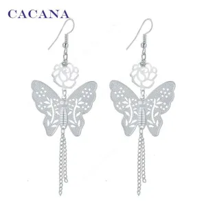 Fashionable Butterfly Dangle Long Earrings For Girls