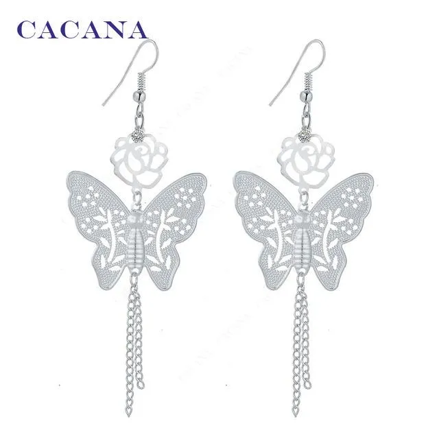 Fashionable Butterfly Dangle Long Earrings For Girls