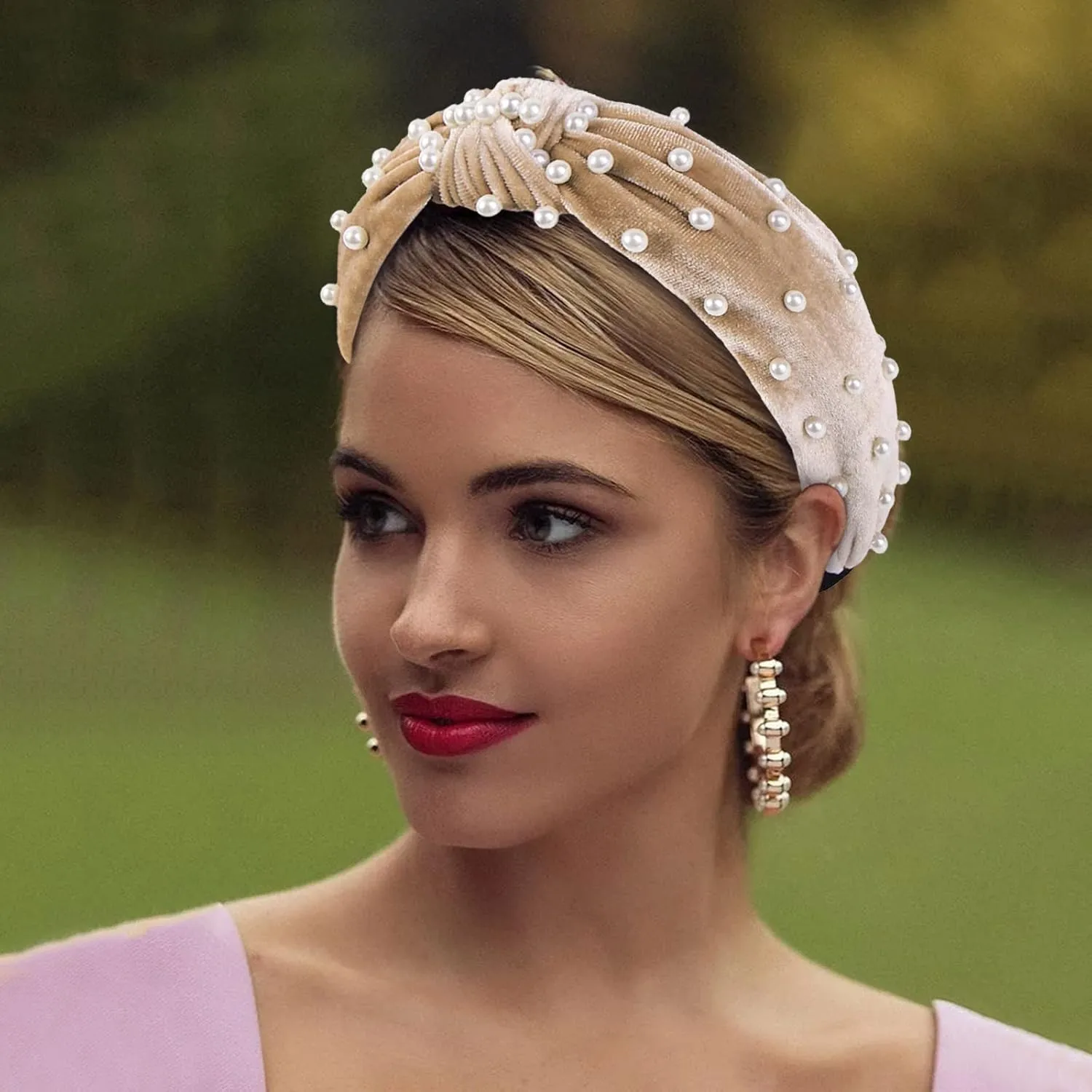Fashionable Headbands for Women Pearls Knotted Head Bands Handmade Jewelry Hair Bands Wedding Hair Accessories