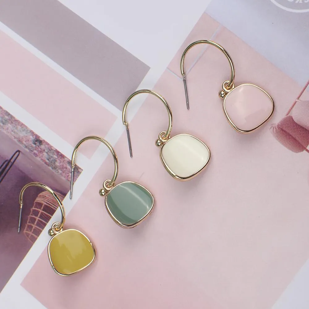 Fashionable Light Colored Metal Drop Earrings