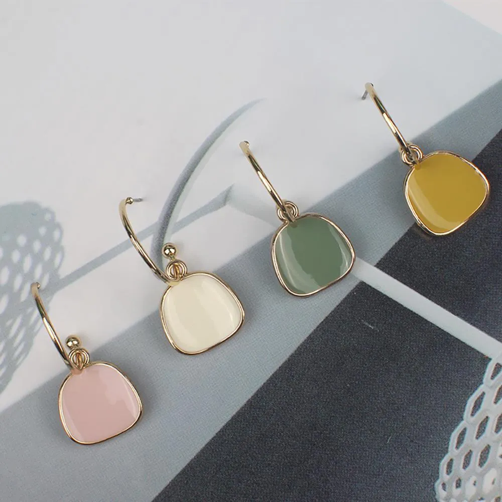 Fashionable Light Colored Metal Drop Earrings