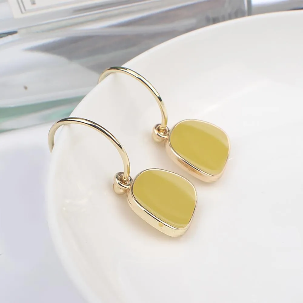 Fashionable Light Colored Metal Drop Earrings