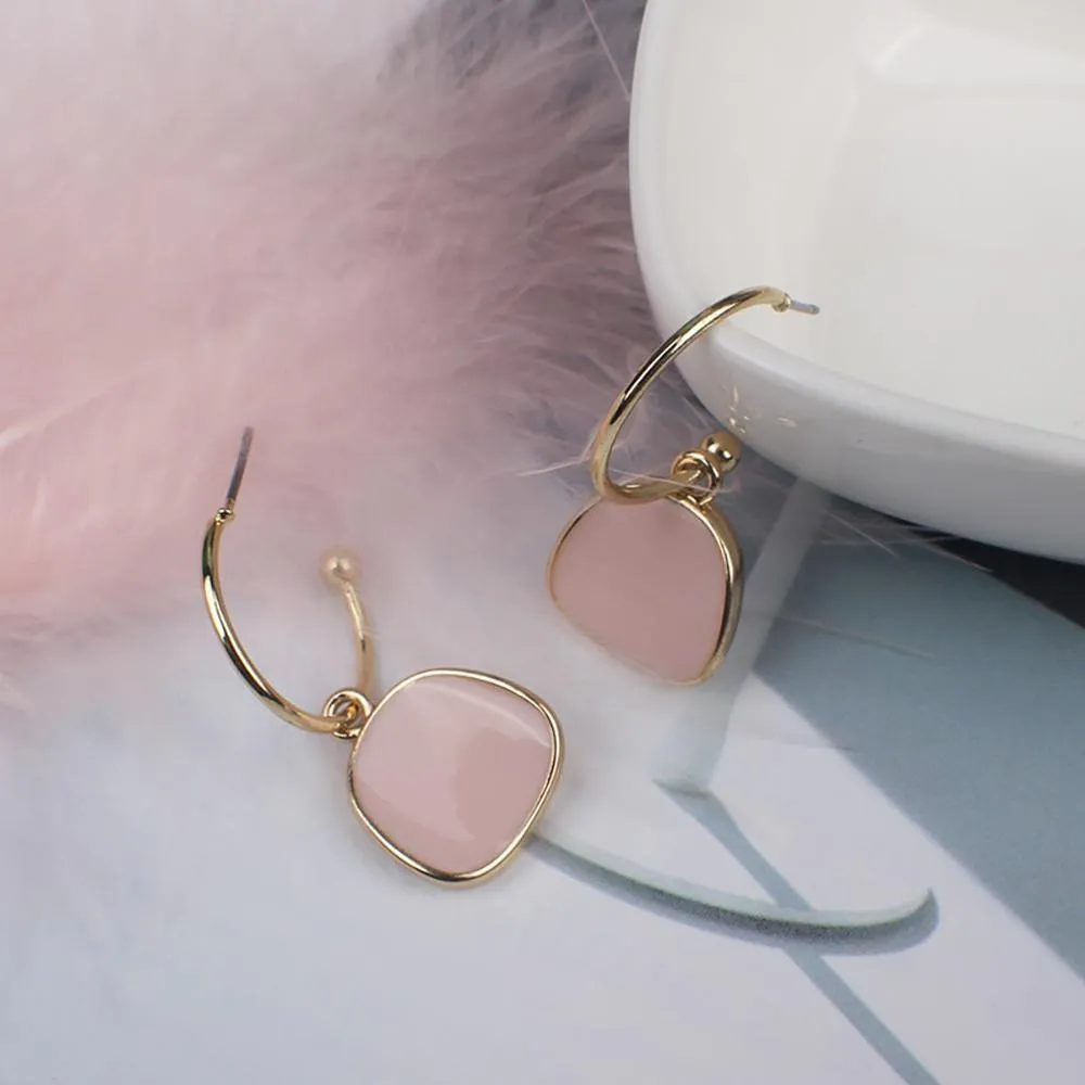 Fashionable Light Colored Metal Drop Earrings
