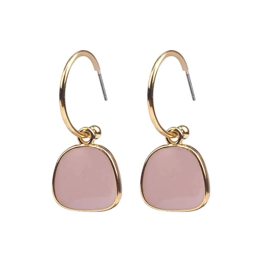 Fashionable Light Colored Metal Drop Earrings