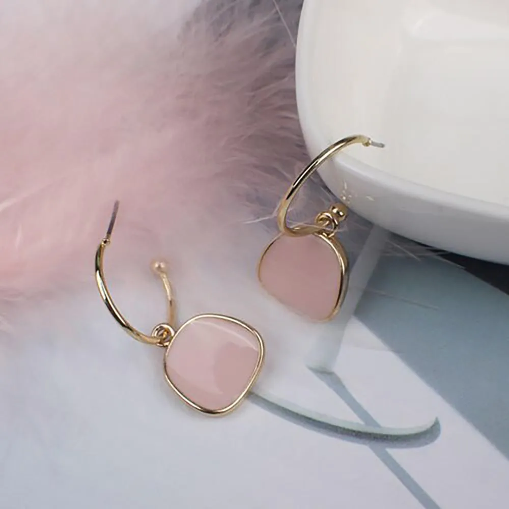 Fashionable Light Colored Metal Drop Earrings