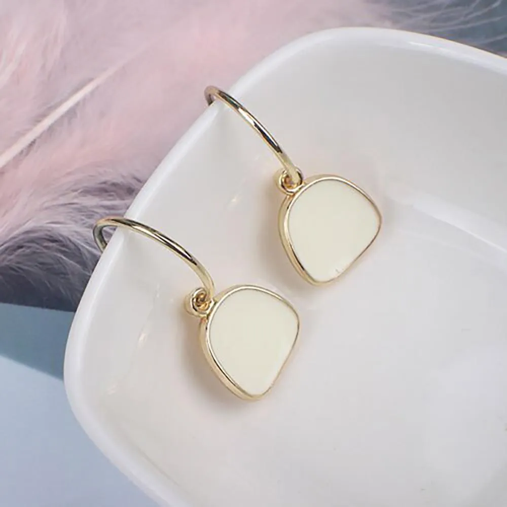 Fashionable Light Colored Metal Drop Earrings