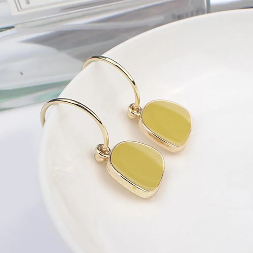 Fashionable Light Colored Metal Drop Earrings