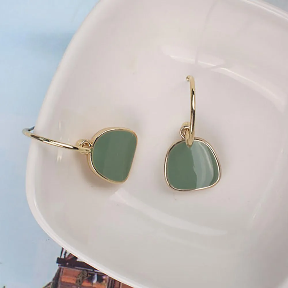Fashionable Light Colored Metal Drop Earrings