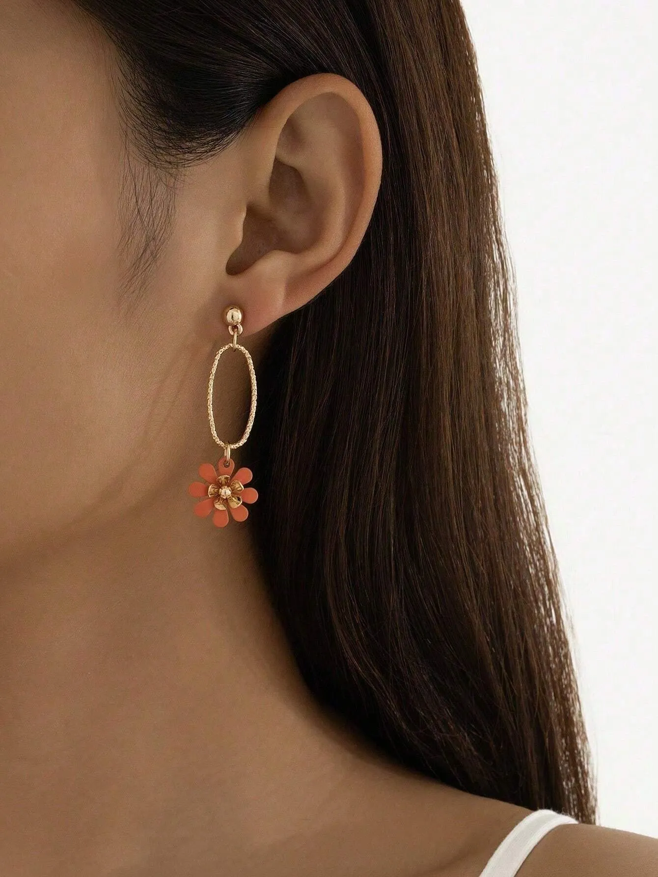 Fashionable Orange Flower Earrings