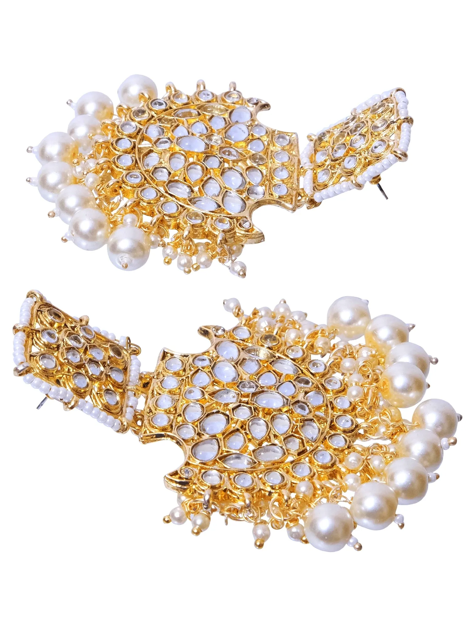Fashionable Pink Pearl Gold Dangler Earrings for Stylish Women and Girls