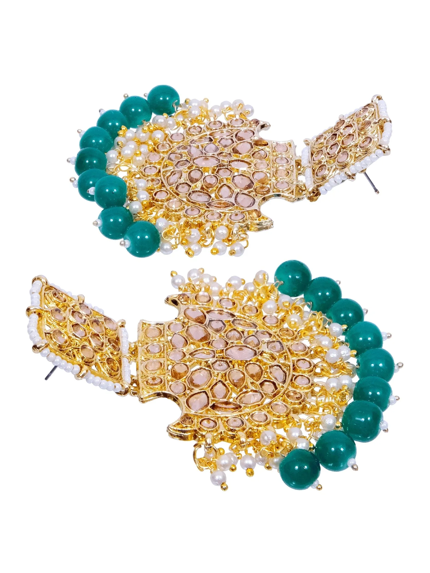 Fashionable Pink Pearl Gold Dangler Earrings for Stylish Women and Girls