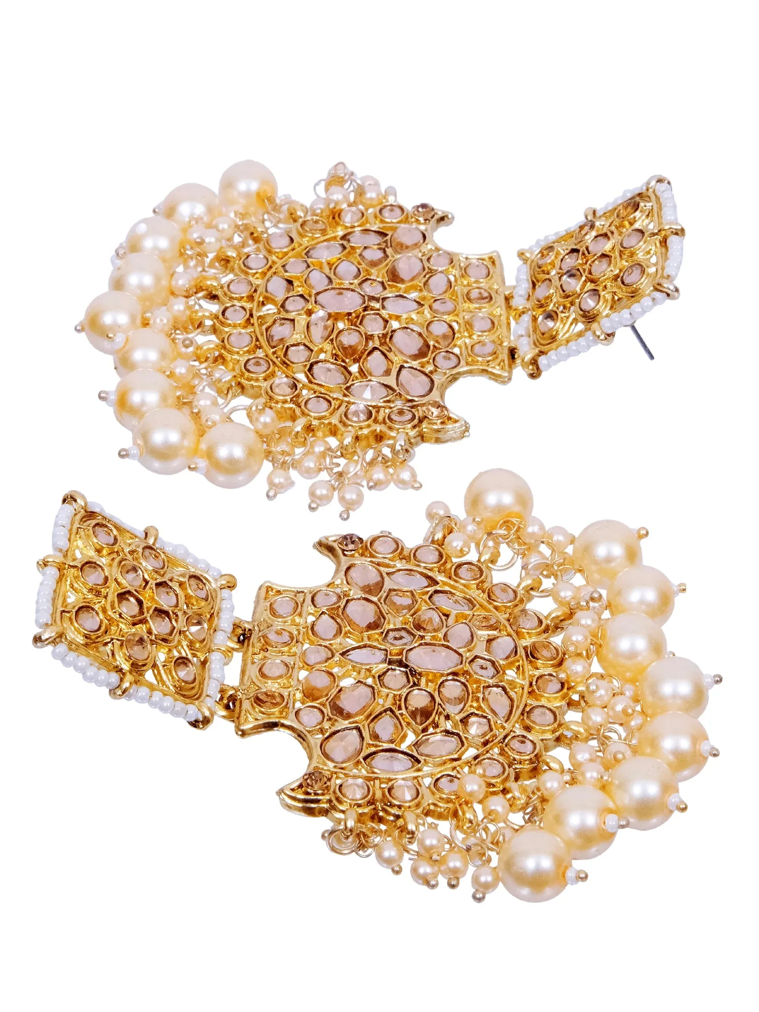 Fashionable Pink Pearl Gold Dangler Earrings for Stylish Women and Girls