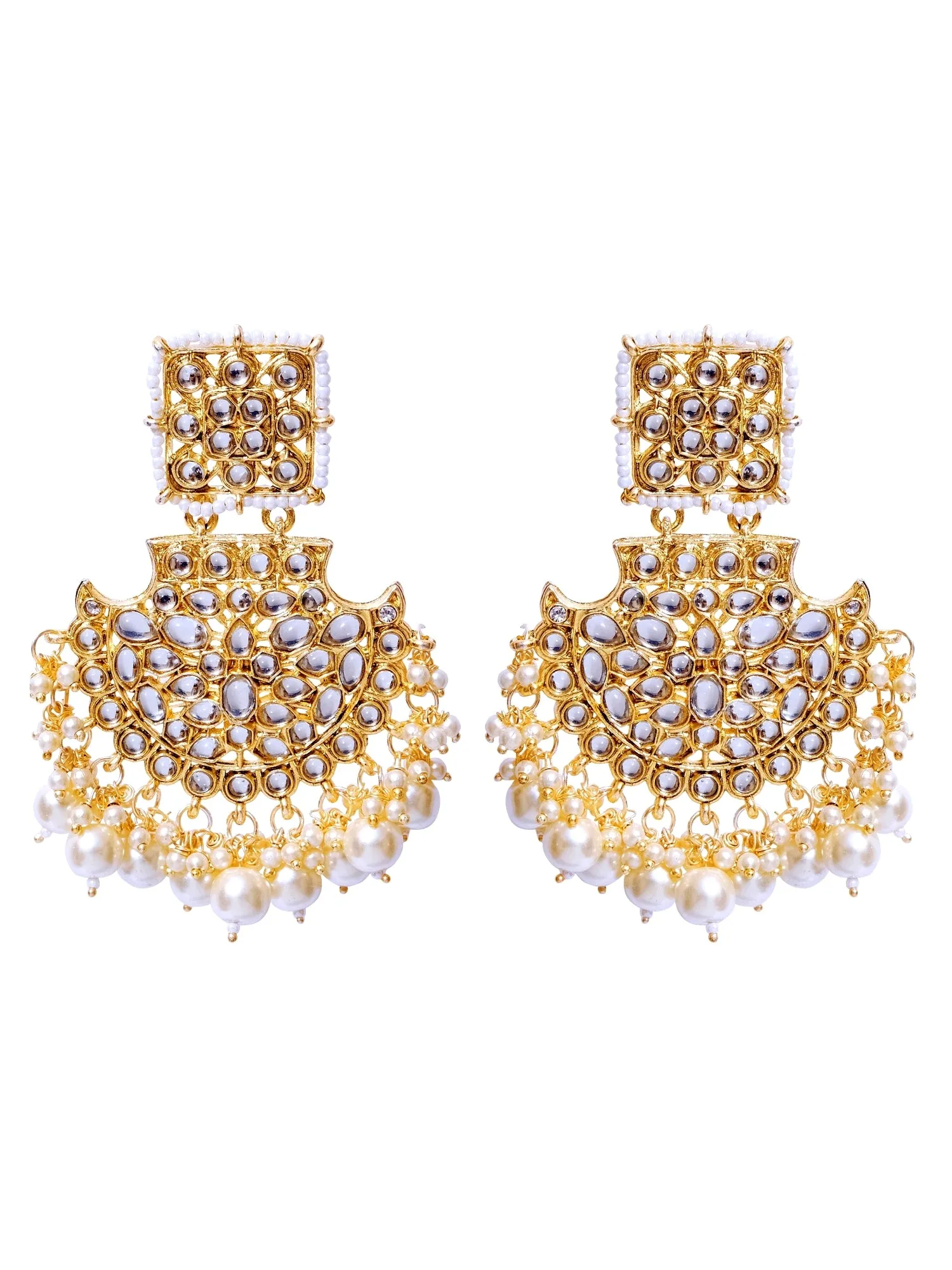 Fashionable Pink Pearl Gold Dangler Earrings for Stylish Women and Girls