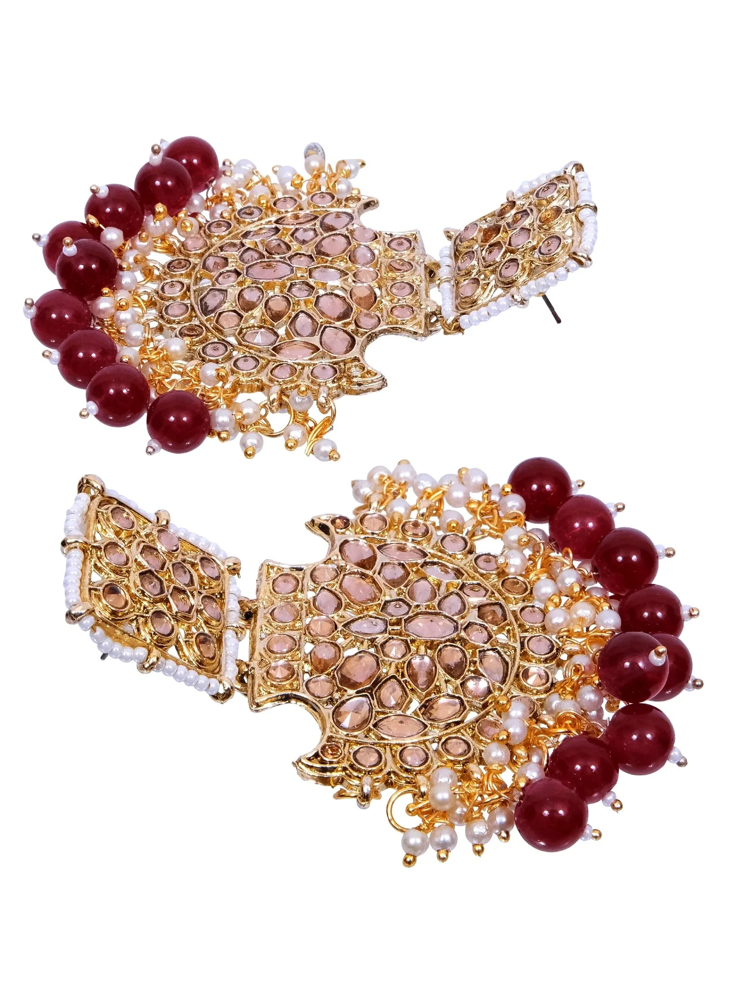 Fashionable Pink Pearl Gold Dangler Earrings for Stylish Women and Girls