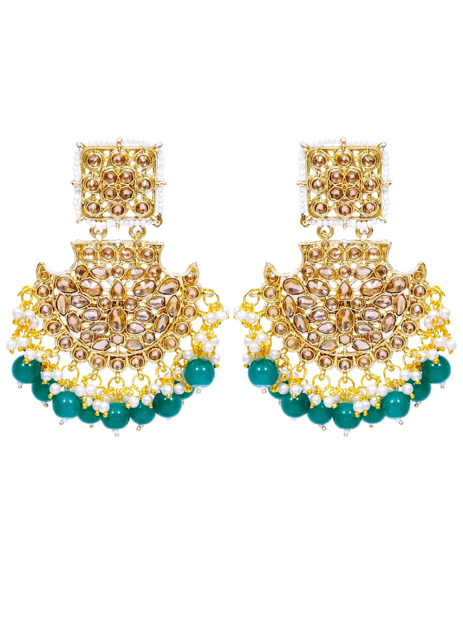 Fashionable Pink Pearl Gold Dangler Earrings for Stylish Women and Girls