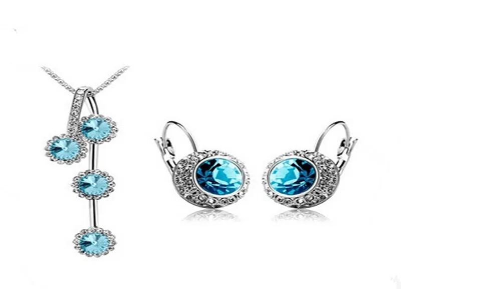 Fashionable Rhinestone Round Crystal Jewellery Set For Women