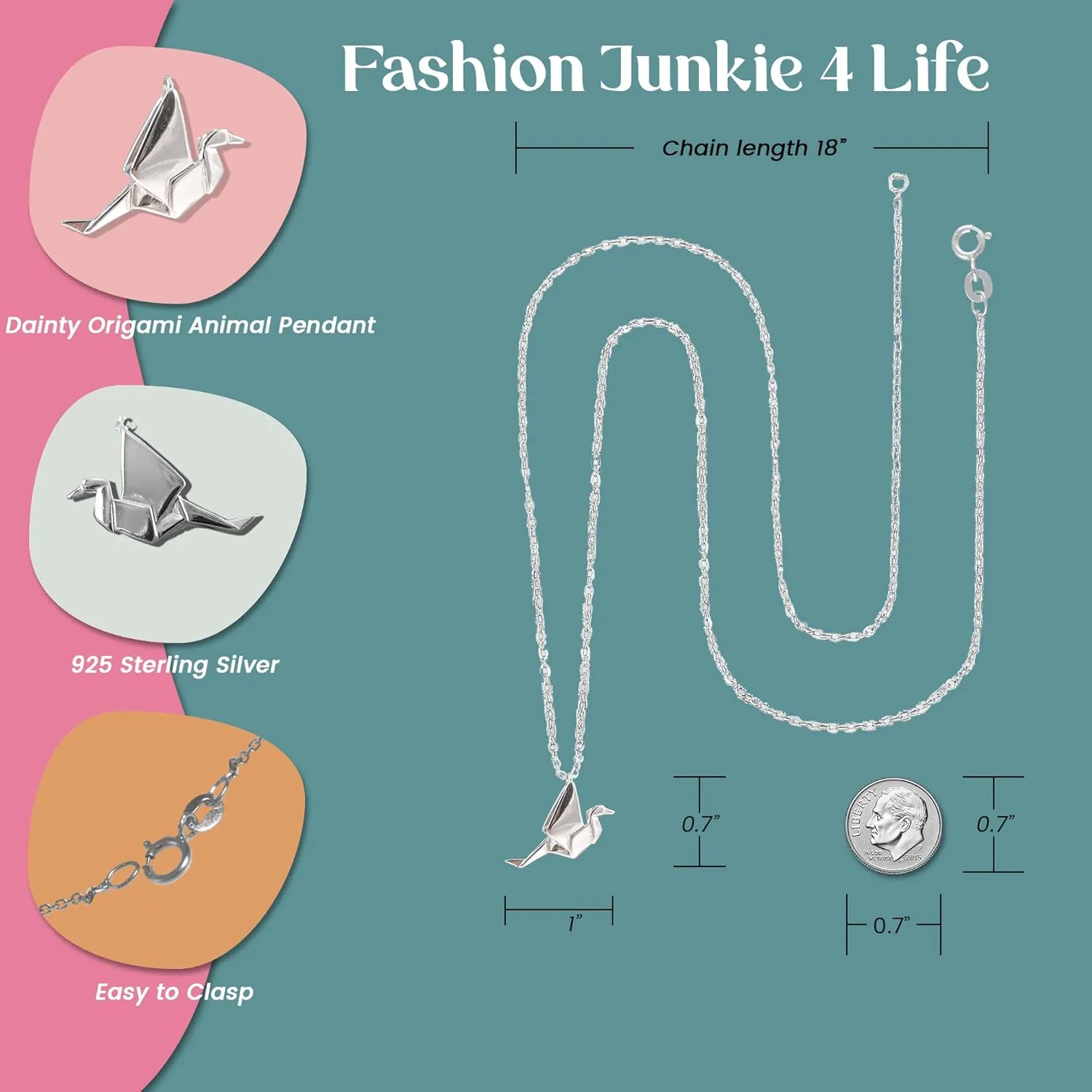 FashionJunkie4Life Dainty Origami Animal Pendant Necklaces