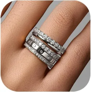 FAXHION Gold Rings for Women Non Tarnish, 14k Gold Plated Dainty Stacking Cubic Zirconia Thumb Rings, Gold Knuckle Women Rings Set Jewelry Size 5-10