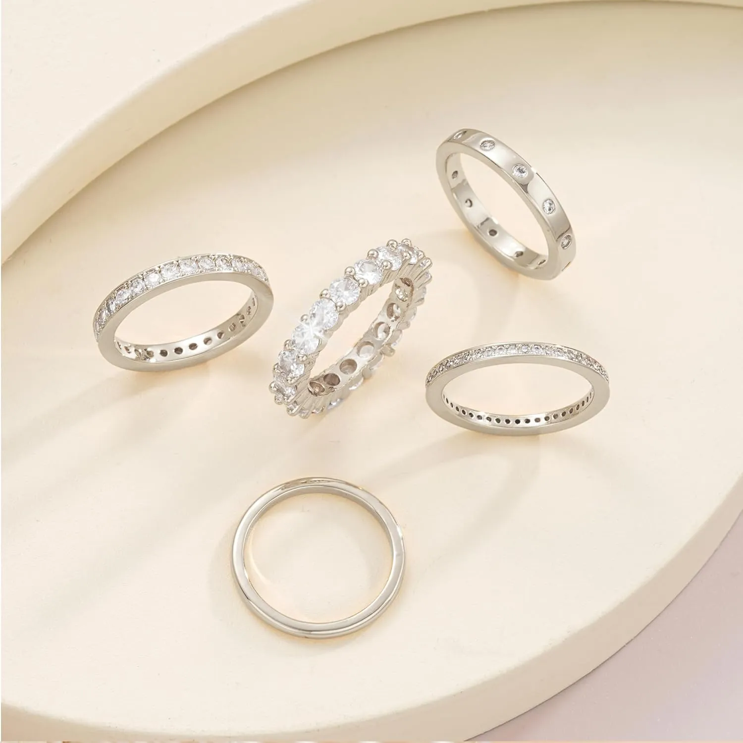 FAXHION Gold Rings for Women Non Tarnish, 14k Gold Plated Dainty Stacking Cubic Zirconia Thumb Rings, Gold Knuckle Women Rings Set Jewelry Size 5-10