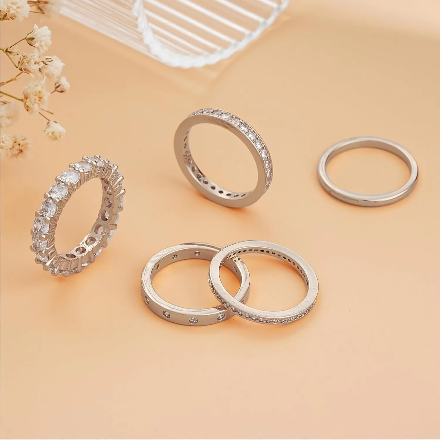 FAXHION Gold Rings for Women Non Tarnish, 14k Gold Plated Dainty Stacking Cubic Zirconia Thumb Rings, Gold Knuckle Women Rings Set Jewelry Size 5-10