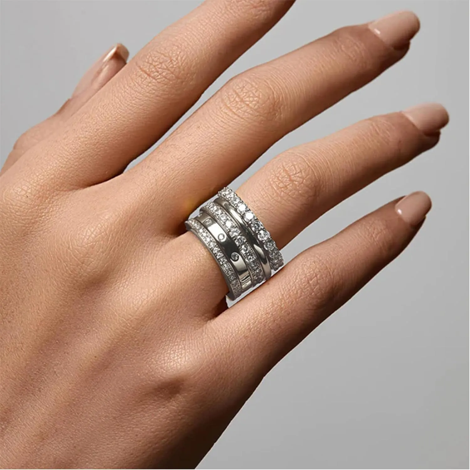 FAXHION Gold Rings for Women Non Tarnish, 14k Gold Plated Dainty Stacking Cubic Zirconia Thumb Rings, Gold Knuckle Women Rings Set Jewelry Size 5-10